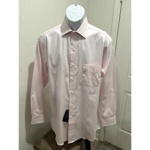 Club Room Mens Regular Fit Performance Shirt Pink Neck 15.5 Sleeve 32/33 Cotton